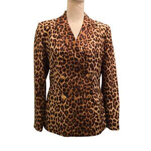 Leopard Print Jacket and Skirt Set 100% Silk- Size 6
